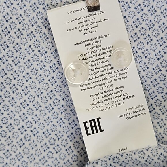 Michael Kors Button Up Shirt Men's Large Blue Floral Slim Fit EUC LN Old Money - Picture 7 of 15